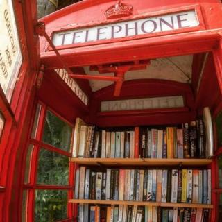 Telephone box full of books