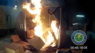 FAA video of lithium battery fire