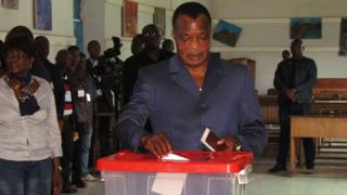 Denis Sassou Nguesso casts his ballot