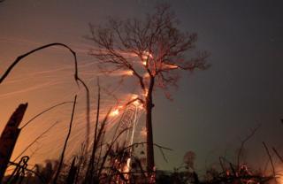 A tract of Amazon rainforest burns as it is cleared by farmers in Rio Pardo, Rondonia in Brazil 15 September 2019.