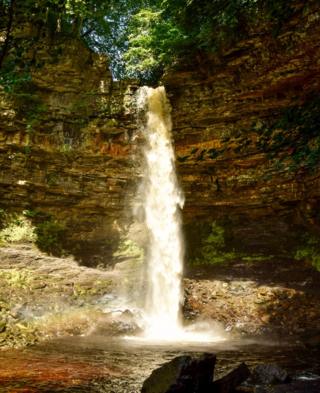 A waterfall