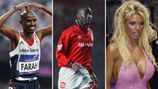 Mo Farah, Andrew Cole and Katie Price