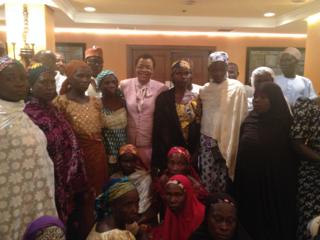 Some of the parents of Chibok girls with Graca Machel