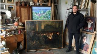 Юрий Ковтонюк в мастерской своего отца