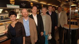 Audrey Tautou, Director Ron Howard, Tom Hanks, Ian McKellen, Paul Bettany, Alfred Molina and Jean Reno travel by Eurostar train to the Cannes Film Festival