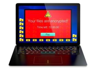 Una computadora tomada por ransomware