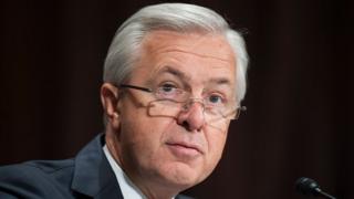 Now ex-Wells Fargo CEO John Stumpf testifying at a Senate Banking, Housing, and Urban Affairs hearing in 2016.