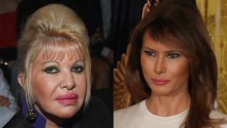 イバナ・トランプさん(写真左)と現在のトランプ夫人、メラニアさん(同右)