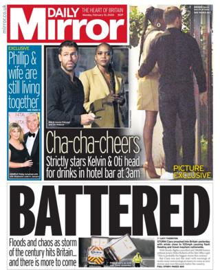 Monday's Daily Mirror front page
