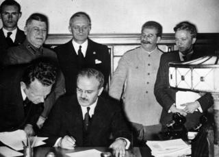 Molotov signs the Nazi-Soviet Pact in Moscow, 23 August 1939