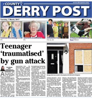 The front page of the County Derry Post