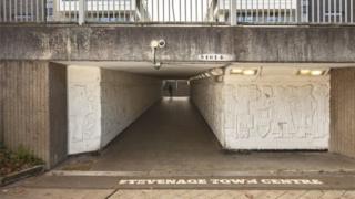 A photo issued by Historic England of "Scenes of Contemporary Life" by sculptor William Mitchell at Park Place underpass in Stevenage, Hertfordshire.