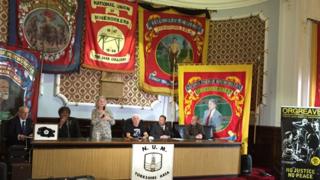 Barbara Jackson of the Orgreave Truth and Justice Campaign told the press conference at Barnsley NUM that "the gloves were off"