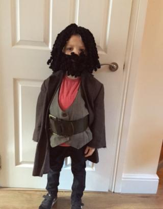 Efan from London went to school as Hagrid from Harry Potter