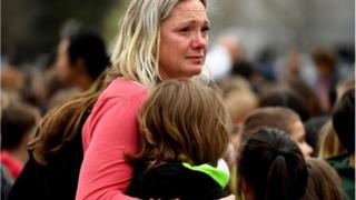 Distressed parent after a school shooting