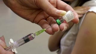 A child vaccinated against measles