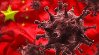 Coronavirus y bandera de China