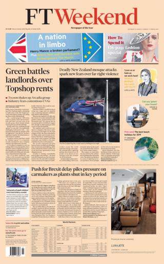 Financial Times Weekend front page