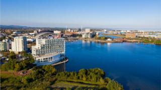 Cardiff Bay with St David's Hotel in the foreground