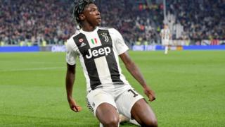 L'attaquant de la Juventus, Moise Kean, lors du match contre l'AC Milan, samedi 6 avril 2019