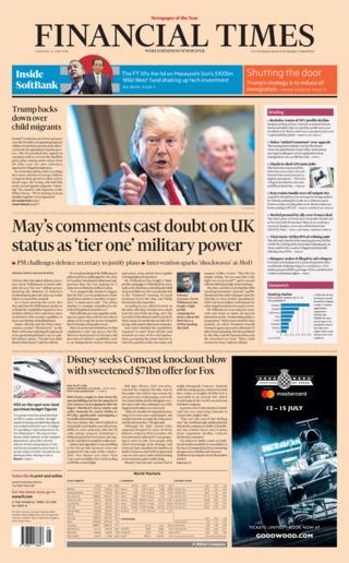Financial Times front page- 21/06/18