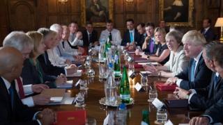 Theresa May and cabinet colleagues at Chequers meeting