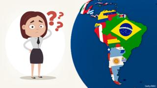 Dibujo animado duda sobre los países de América Latina.