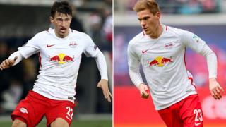 Jugadores del Salzburgo y del Leipzig