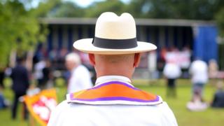 An Orangeman in the demonstration field in Belfast