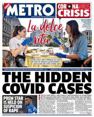 The Metro front page 19/05/20