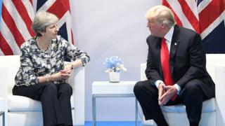 在德國漢堡舉行的20國首腦峰會(G20)期間,美國特朗普和英國首相特里莎·梅舉行了雙邊會晤