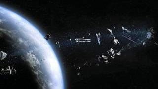 illustration of space debris in orbit