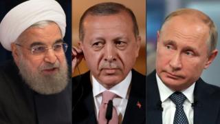 Cumhurbaşkanı Recep Tayyip Erdoğan, İran Cumhurbaşkanı Ruhani ve Rusya Devlet Başkanı Vladimir Putin