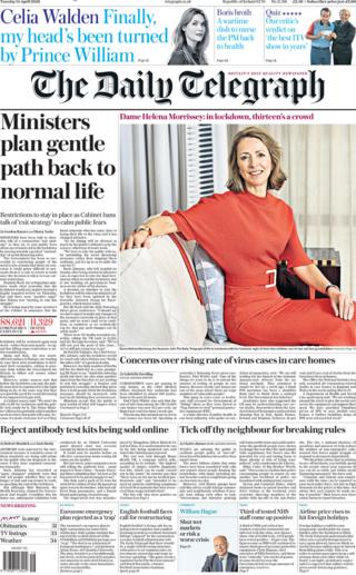 Front page of the Daily Telegraph