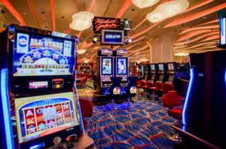This picture taken on September 19, 2012 shows gambling machines in the Cotai new Sands casino in Macau.