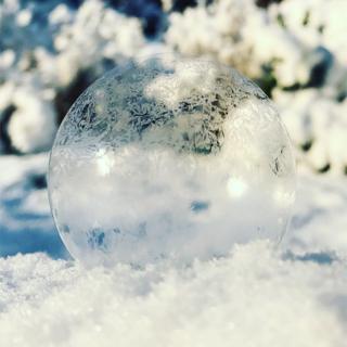Frozen soap bubble