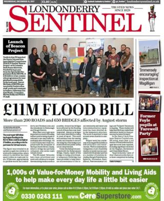 front page of the Londonderry Sentinel Wednesday 13 December 2017