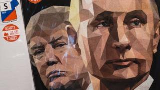 A t-shirt featuring US President Donald Trump and Russian President Vladimir Putin on 27 June