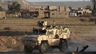 A US jeep in Baghuz, Syria