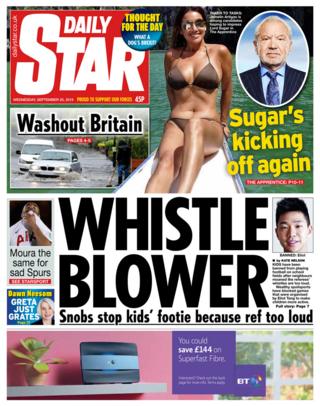 Daily Star front page 25/09/19