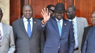 President Salva Kiir (right) and Riek Machar (left) have been holding face-to-face talks