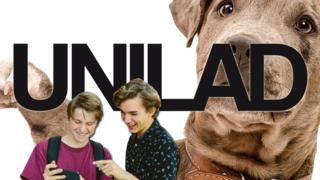 Unilad logo with photo of dog and two men