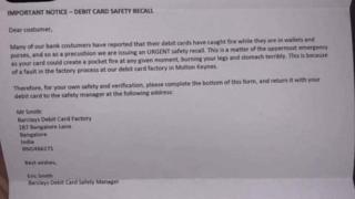 Copy of the scam letter shared by Cheshire Police