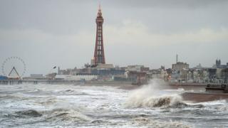 Big waves in Blackpool. Thousands of people have been left without power as Storm Isha brought disruption to the electricity and transport networks across the UK. Picture date: Monday January 22, 2024