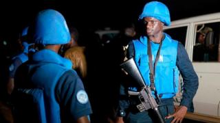Soldier from di United Nations Multidimensional Integrated Stabilization Mission inside Mali