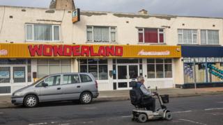 Man on mobility scooter in Jaywick