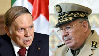 General Ahmed Gaid Salah (i buryo) na Prezida Abdelaziz Bouteflika(i bubanfu)