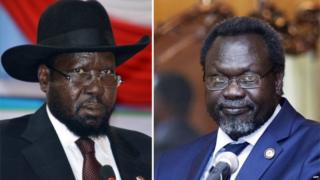 Rais wa Sudan Kusini Salva Kiir na aliyekuwa makamu wake Riek Machar