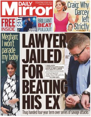 The front page of Friday's Daily Mirror