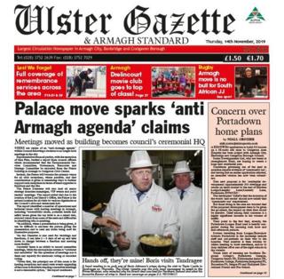 The front page of the Ulster Gazette
